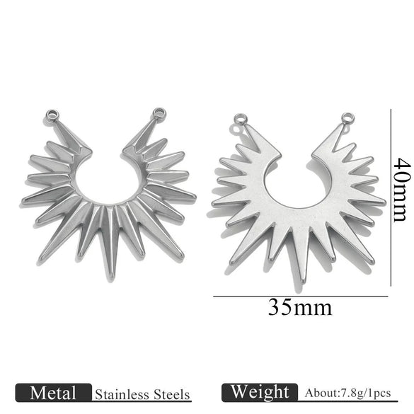 Wholesale Stainless Steel Sunshaped Pendant Jewelry Accessories With Electroplating For Diy Retro Hanging Decoration
