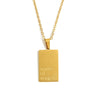 Wholesale Stainless Steel Sweater Chain Necklace With Square Pendant And Letter Pattern Vacuum Plated