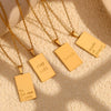 Wholesale Stainless Steel Sweater Chain Necklace With Square Pendant And Letter Pattern Vacuum Plated