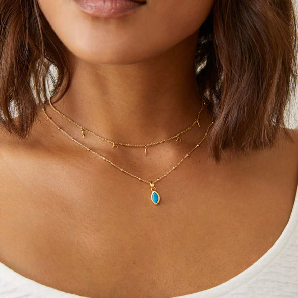 Wholesale Stainless Steel Sweet Geometric Drop Shape Pendant Necklace With Exquisite Zircon And Regular Chain Plated With 18K True Gold