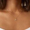 Wholesale Stainless Steel Sweet Geometric Drop Shape Pendant Necklace With Exquisite Zircon And Regular Chain Plated With 18K True Gold