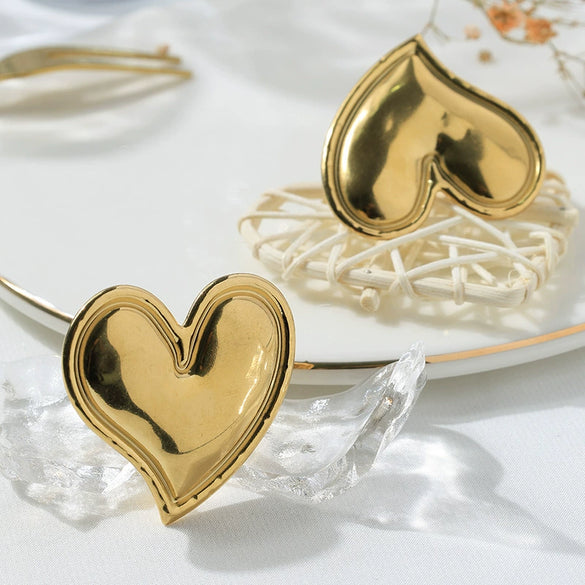 Wholesale Stainless Steel Sweet Heart Shape Ring With Electroplating