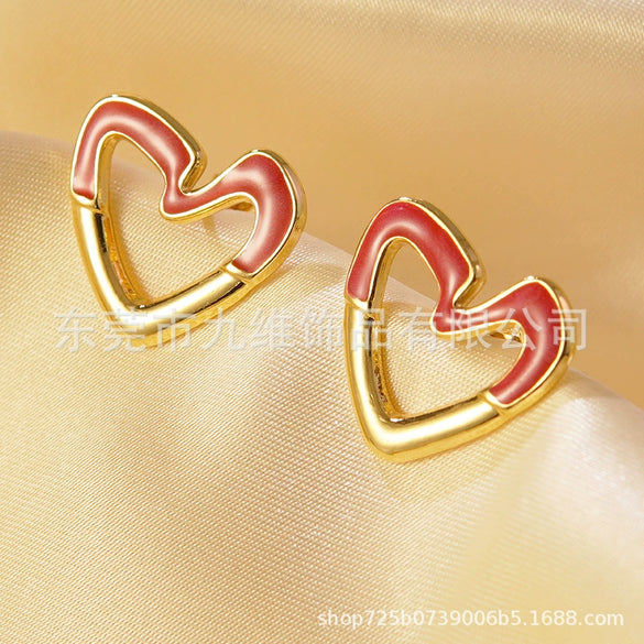 Wholesale Stainless Steel Sweet Heart Shape Stamping Earrings For Women