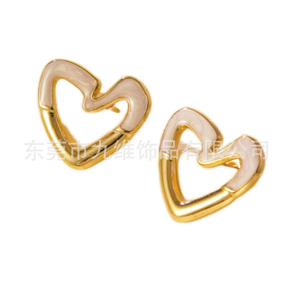 Wholesale Stainless Steel Sweet Heart Shape Stamping Earrings For Women