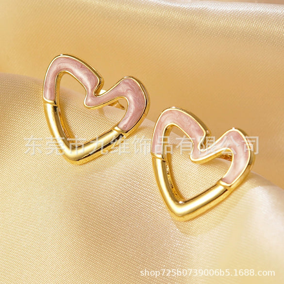 Wholesale Stainless Steel Sweet Heart Shape Stamping Earrings For Women