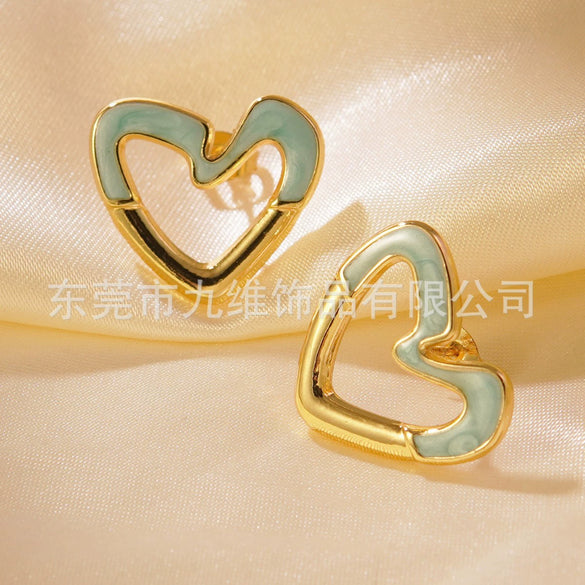 Wholesale Stainless Steel Sweet Heart Shape Stamping Earrings For Women
