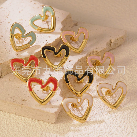 Wholesale Stainless Steel Sweet Heart Shape Stamping Earrings For Women