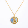 Wholesale Stainless Steel Tarot Card Round Pendant Necklace With Real Gold Plated Color Preserving Retro Style Electroplating Treatment