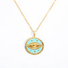 Wholesale Stainless Steel Tarot Card Round Pendant Necklace With Real Gold Plated Color Preserving Retro Style Electroplating Treatment