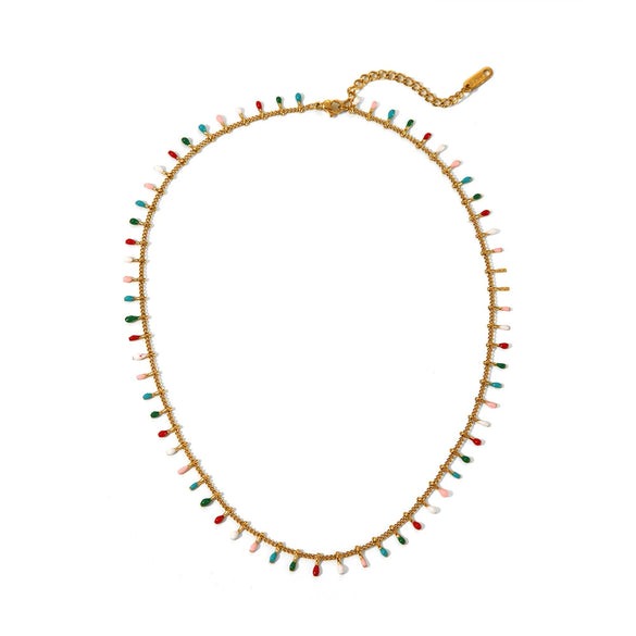 Wholesale Stainless Steel Tassel Chain Color Necklace And Exquisite Luxury Bracelet Jewelry Suit With Pvd Furnace Real Gold Electroplating
