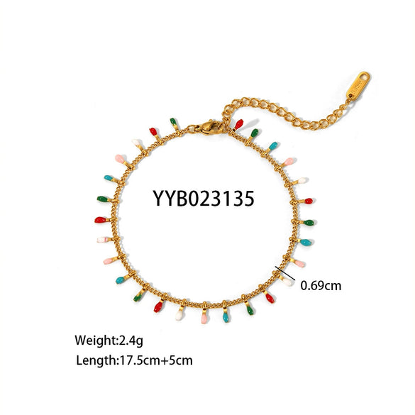 Wholesale Stainless Steel Tassel Chain Color Necklace And Exquisite Luxury Bracelet Jewelry Suit With Pvd Furnace Real Gold Electroplating