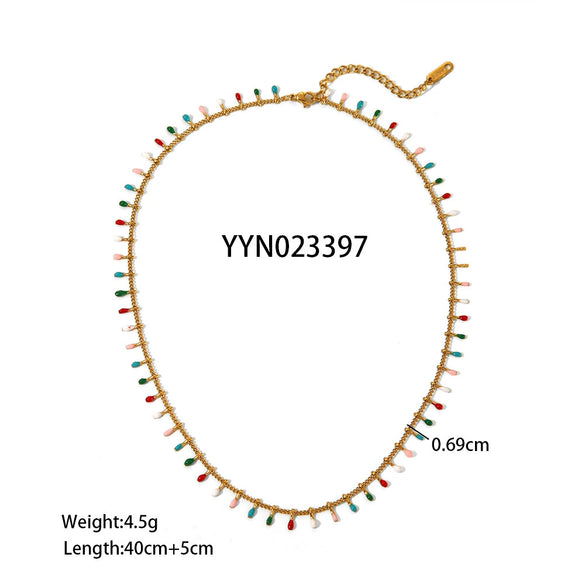 Wholesale Stainless Steel Tassel Chain Color Necklace And Exquisite Luxury Bracelet Jewelry Suit With Pvd Furnace Real Gold Electroplating