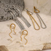 Wholesale Stainless Steel Tassel Earrings With Geometric Design And Electroplating For Women