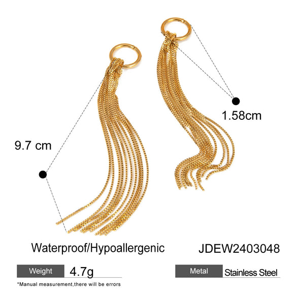 Wholesale Stainless Steel Tassel Earrings With Geometric Design And Electroplating For Women