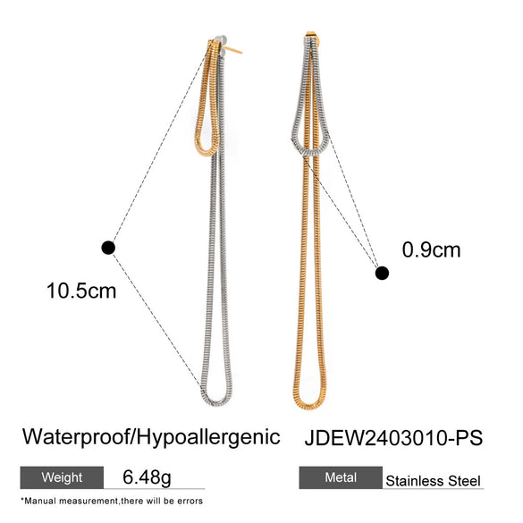 Wholesale Stainless Steel Tassel Earrings With Geometric Design And Electroplating For Women