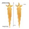Wholesale Stainless Steel Tassel Earrings With Geometric Design And Electroplating For Women