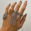 Wholesale Stainless Steel Tassel Ring With Geometric Design And 18K Gold Plated Electroplating For Women