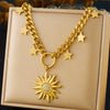 Wholesale Stainless Steel Thick Chain Necklace With Star Pendant And Electroplating For Women In Neutral Style