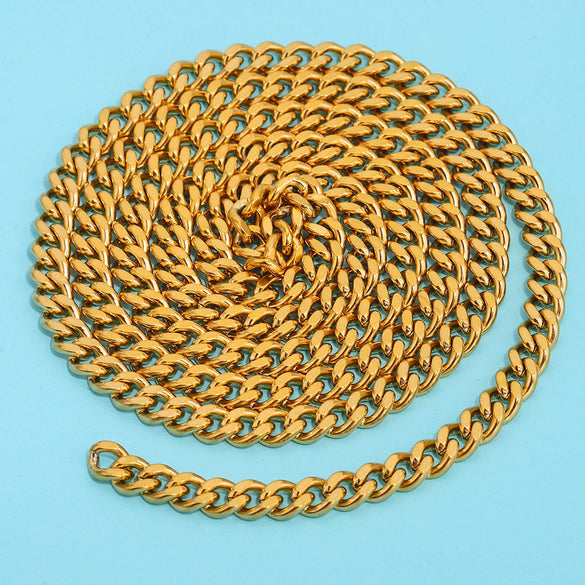 Wholesale Stainless Steel Thread Pattern Electroplated Cuban And Rice Chain Jewelry Accessories For Diy Necklace And Bracelet