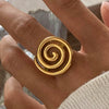 Wholesale Stainless Steel Thread Rotating Ring With Geometric Design And Electroplating Treatment For Women