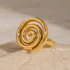 Wholesale Stainless Steel Thread Rotating Ring With Geometric Design And Electroplating Treatment For Women