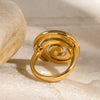 Wholesale Stainless Steel Thread Rotating Ring With Geometric Design And Electroplating Treatment For Women