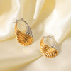 Wholesale Stainless Steel Threaded Satchel Earrings With Gold And Silver Color Matching Ushape And Geometric Pattern Electroplated For Women