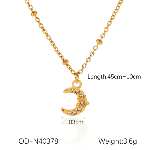 Wholesale Stainless Steel Titanium Steel Necklace With Diamond Set Water Drop Fourleaf Clover Fivepointed Star Pendant Minimalist Style