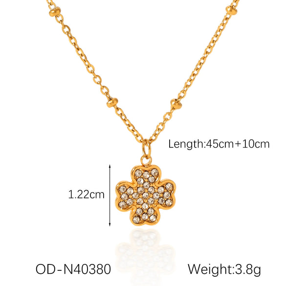 Wholesale Stainless Steel Titanium Steel Necklace With Diamond Set Water Drop Fourleaf Clover Fivepointed Star Pendant Minimalist Style