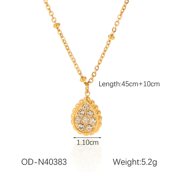 Wholesale Stainless Steel Titanium Steel Necklace With Diamond Set Water Drop Fourleaf Clover Fivepointed Star Pendant Minimalist Style