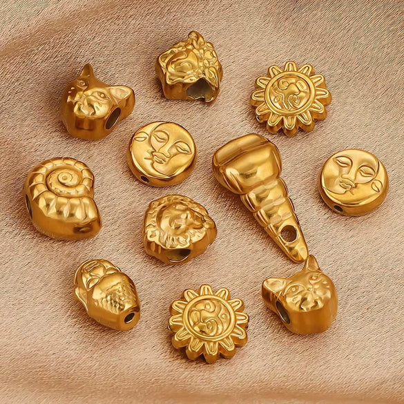 Wholesale Stainless Steel Totem Patterned Drum Beads Style Beaded Jewelry Pendant Bracelet Accessories With Electroplating