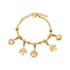 Wholesale Stainless Steel Tree Of Life Zircon Inlaid Geometric Pattern Diy Multiaccessory Bracelet 18K Real Gold Plated For Women