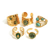 Wholesale Stainless Steel Turquoise Natural Stone Ring With Electroplating For Women High End Niche Style Geometric Design