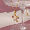 Wholesale Stainless Steel Turtle Pendant Necklace With Cross Chain And Electroplating Processing