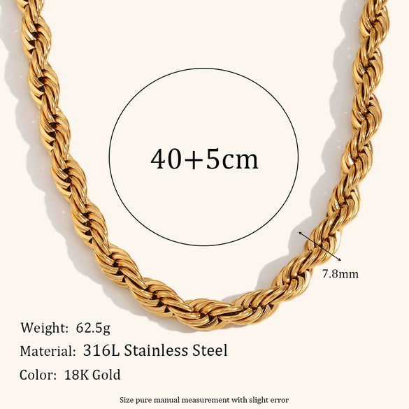 Wholesale Stainless Steel Twist Chain Necklace And Stackable Bracelet Set For Women 18K Gold Electroplated With Geometric Design