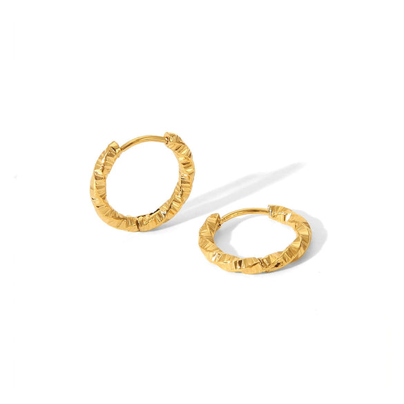 Wholesale Stainless Steel Twist Flower Plain Hoop Earrings With Pvd Furnace Real Gold Electroplating