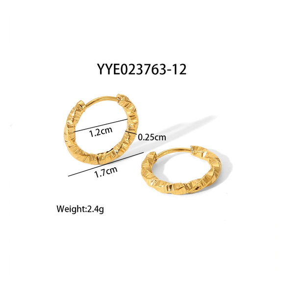 Wholesale Stainless Steel Twist Flower Plain Hoop Earrings With Pvd Furnace Real Gold Electroplating