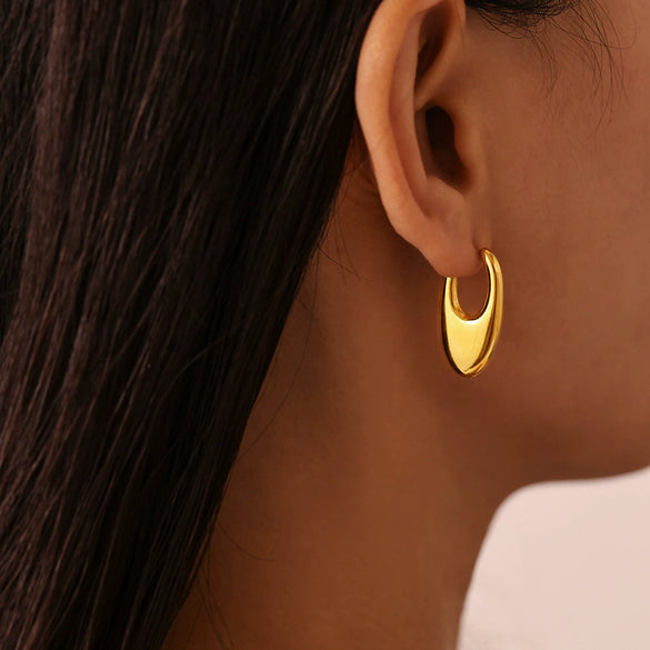 Wholesale Stainless Steel U Shaped Earrings With Fine Polishing And Pvd Electroplating Geometric Pattern For Women