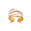 Wholesale Stainless Steel Unisex Geometric Wave Electroplated Adjustable Open Ring Jewelry