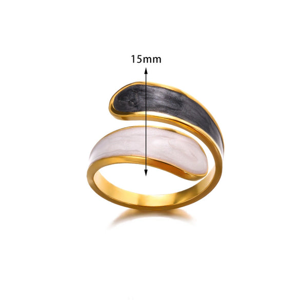 Wholesale Stainless Steel Unisex Geometric Wave Electroplated Adjustable Open Ring Jewelry