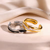 Wholesale Stainless Steel Unisex Geometric Wave Electroplated Adjustable Open Ring Jewelry