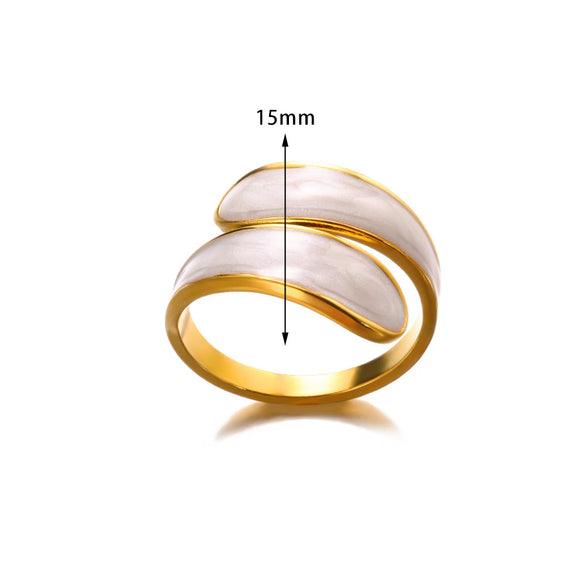 Wholesale Stainless Steel Unisex Geometric Wave Electroplated Adjustable Open Ring Jewelry