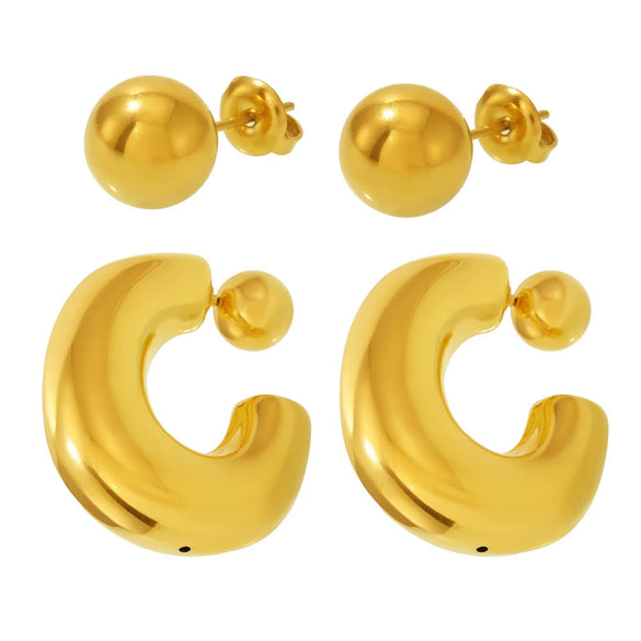 Wholesale 316L Stainless Steel Ushape Geometric Hollow Hightexture Pvd Plated 18K Gold Niche Style Women's Earrings
