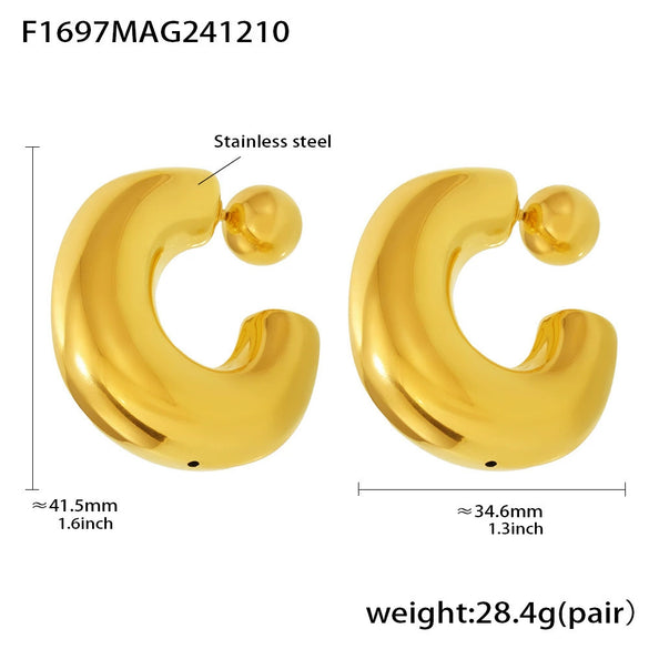 Wholesale 316L Stainless Steel Ushape Geometric Hollow Hightexture Pvd Plated 18K Gold Niche Style Women's Earrings