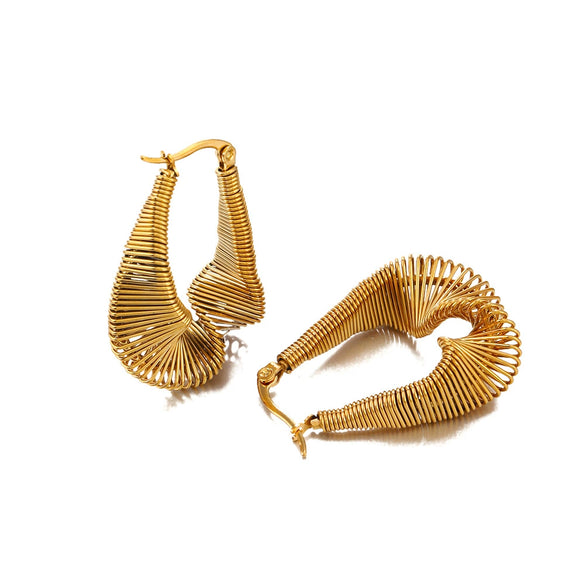 Wholesale Stainless Steel Ushaped Geometric Electroplated Stylish Popular Exaggerated Asymmetrical Lines Women's Earrings