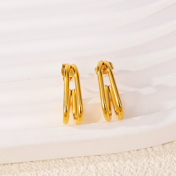 Wholesale Stainless Steel Ushaped Geometric Electroplating Women's Earrings