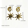 Wholesale Stainless Steel Vacuum Electroplated Geometric Shape Sun Pendant Earrings Retro Totem Style For Women