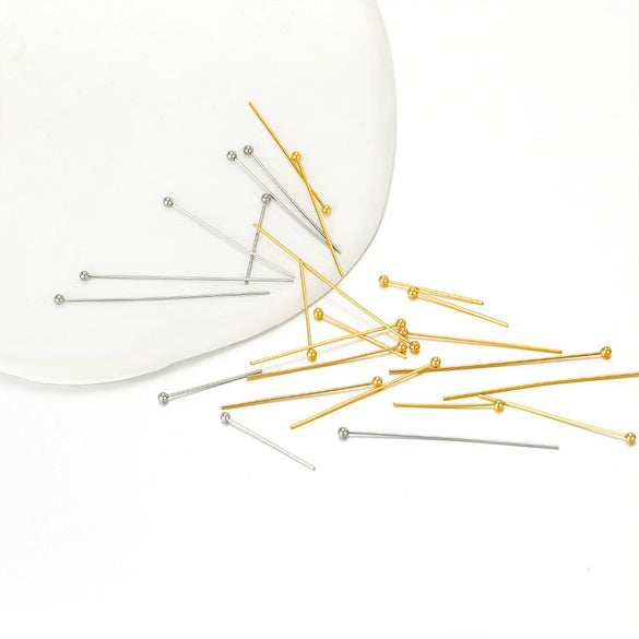 Wholesale Stainless Steel Vacuum Goldplated Simple Geometric Glossy Beaded Needle Earrings Fashion Accessories