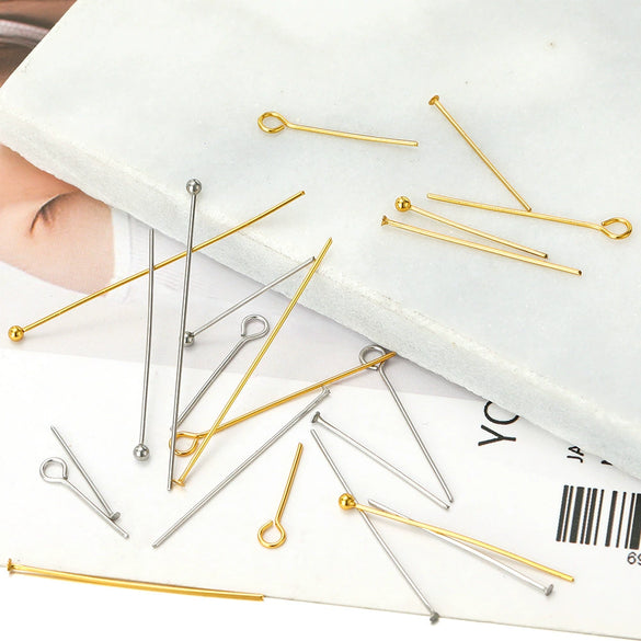 Wholesale Stainless Steel Vacuum Goldplated Simple Geometric Glossy Beaded Needle Earrings Fashion Accessories