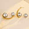 Wholesale Stainless Steel Vintage Arc Hollow Ball Earrings For Women With Electroplating Treatment